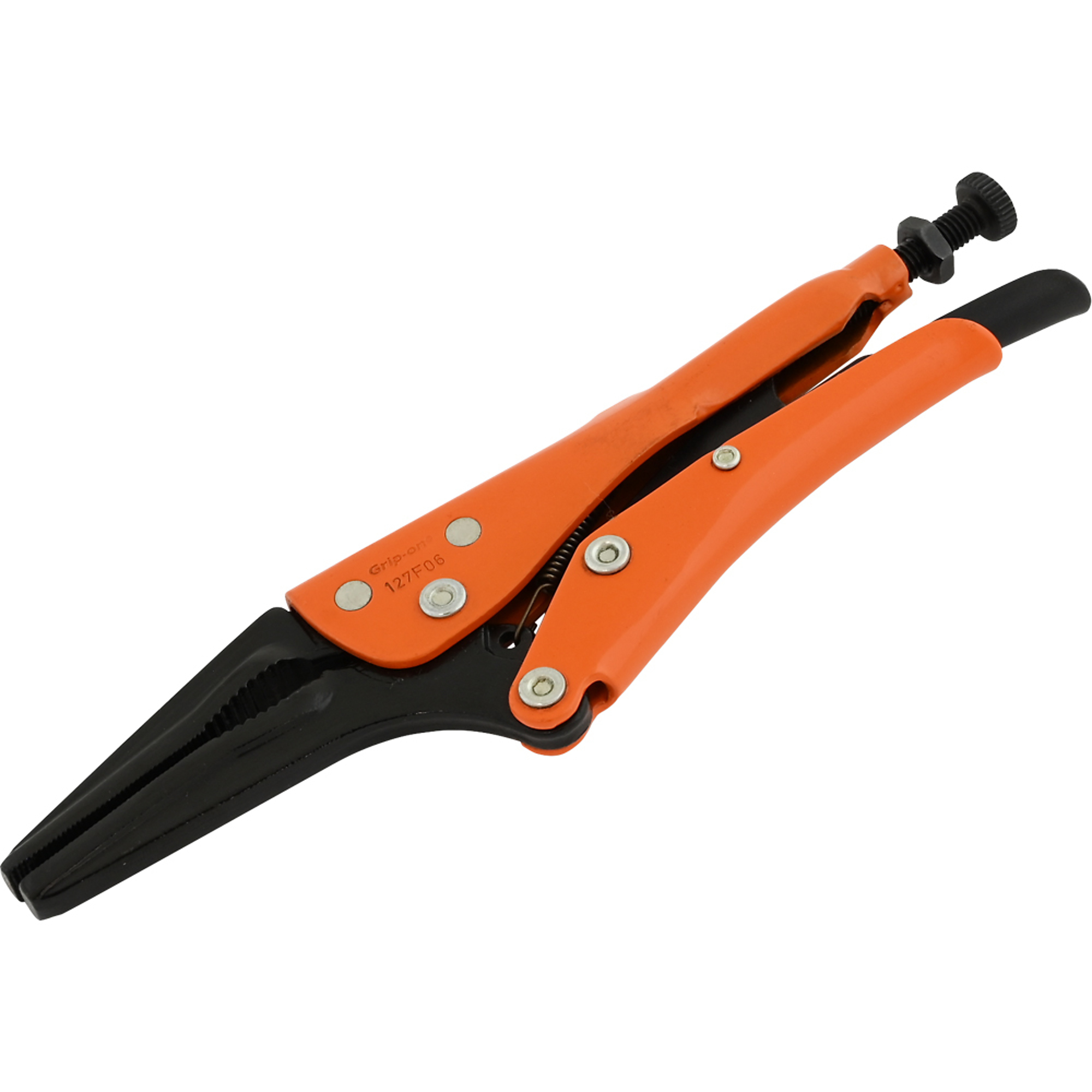 Grip-on, 6in. Locking Pliers, 2-1/8in. Jaw Opening, Long Nose, Pieces (qty.) 1 Material Alloy Steel, Jaw Capacity 1.97 in, Model# 127F06